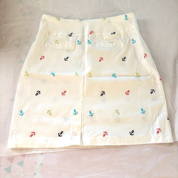 NWOT Lulu-B Anchor Skirt White with multicolor Embroidered Anchors SZ 12 - Picture 6 of 11